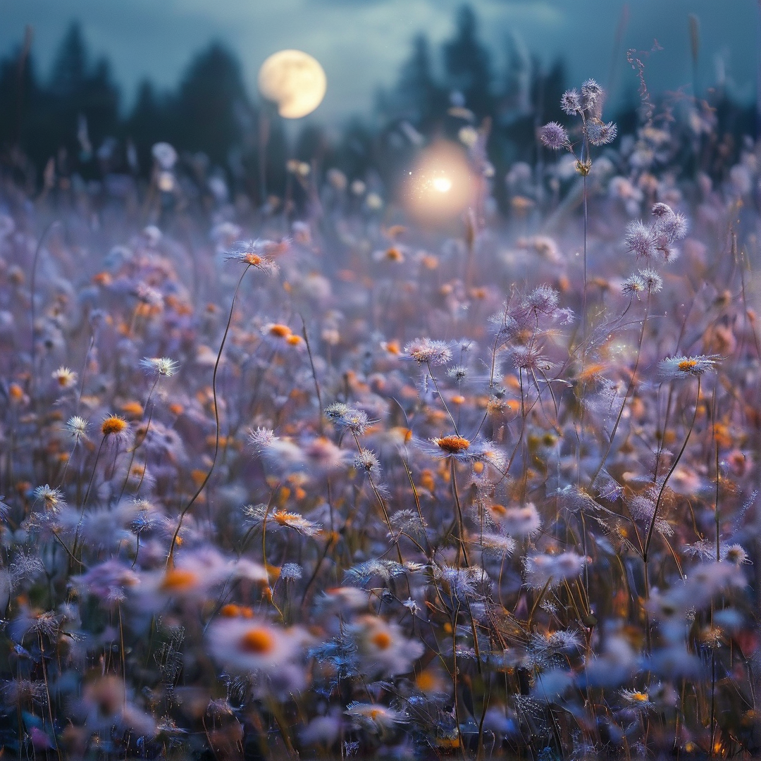 Moonlit Wildflower Field