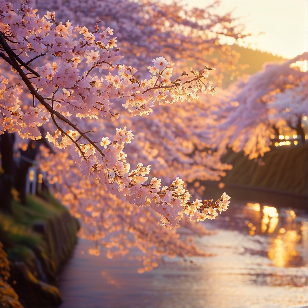 Cherry Blossoms at Sunset