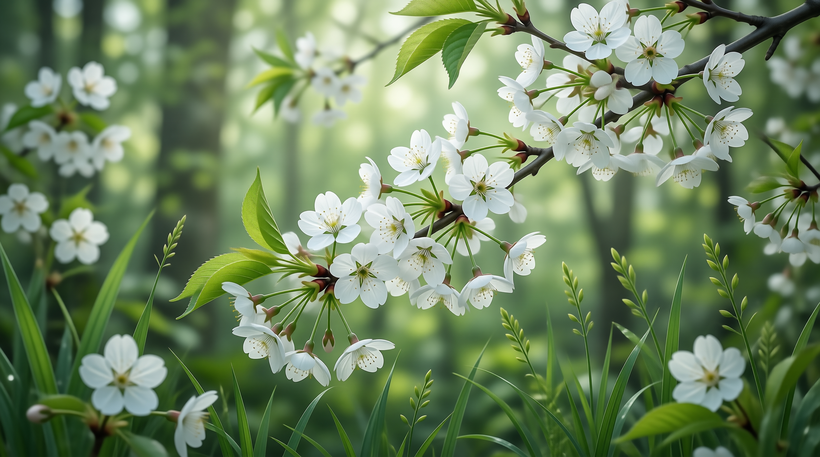 White Blossoms on Branch