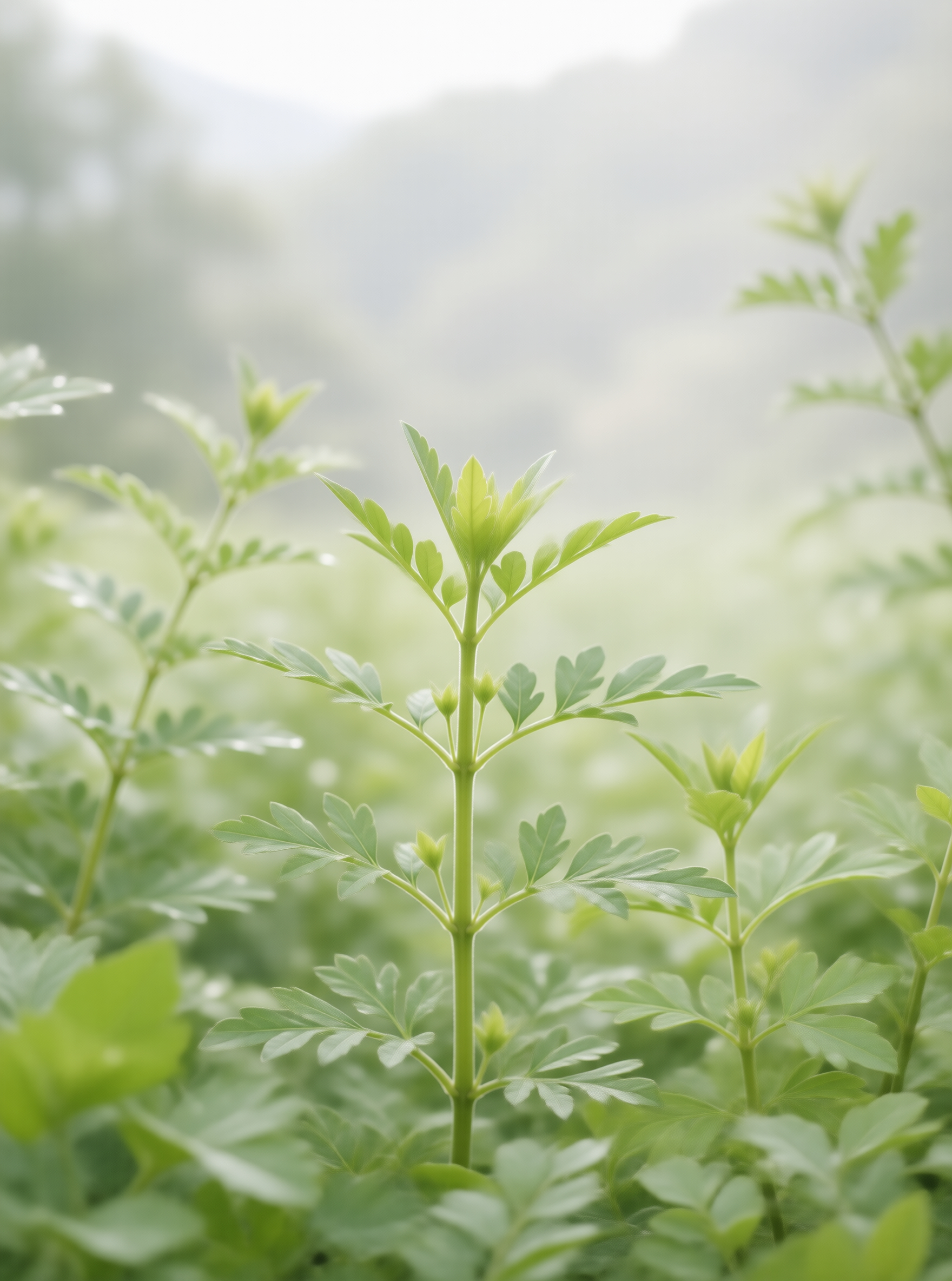 Misty Green Plant Closeup