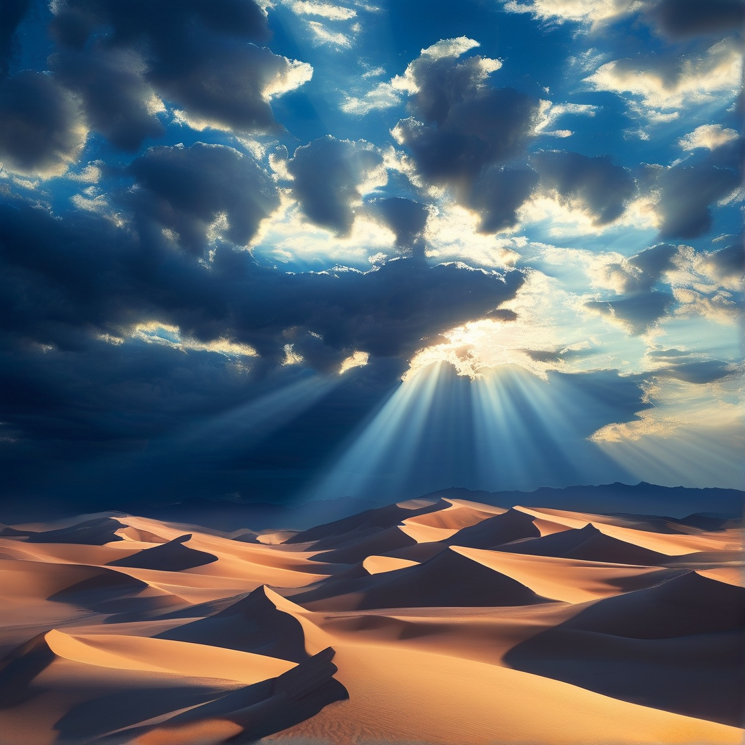 Sunlight Over Desert Dunes