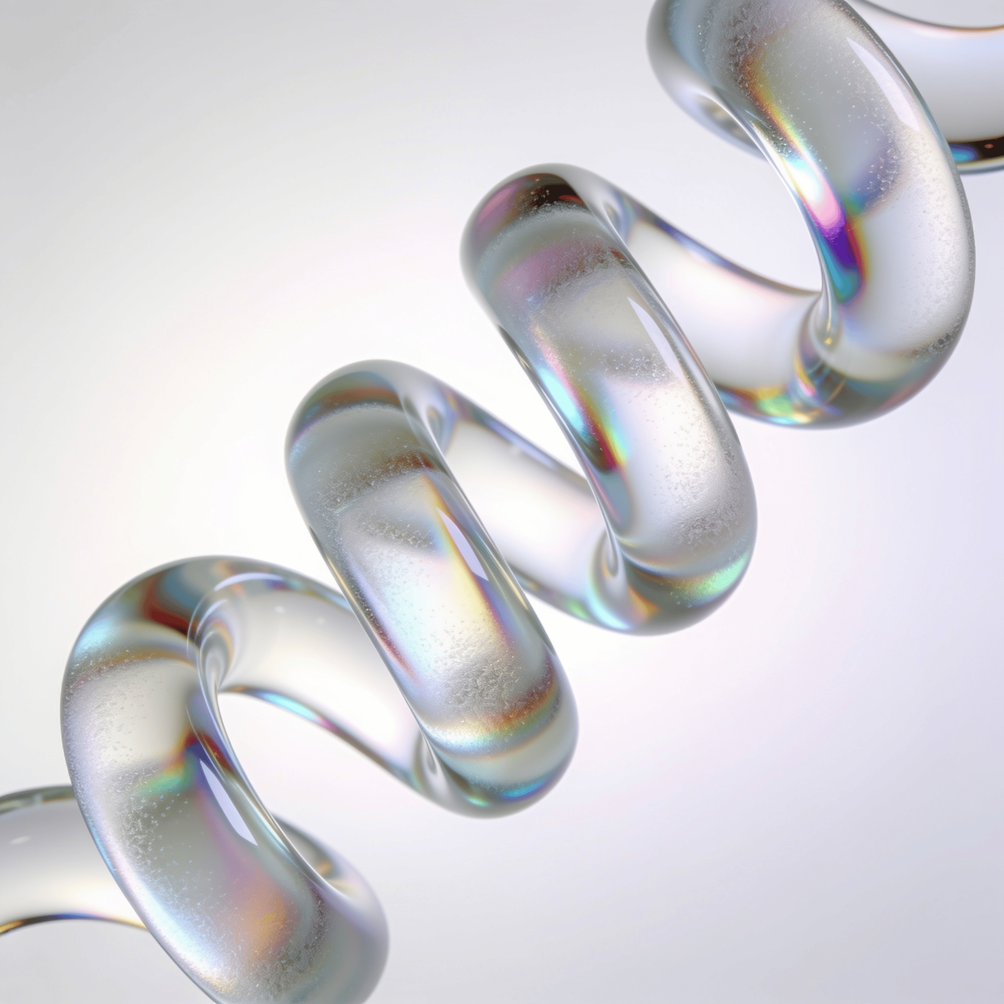 Iridescent, Frosted Glass Helix