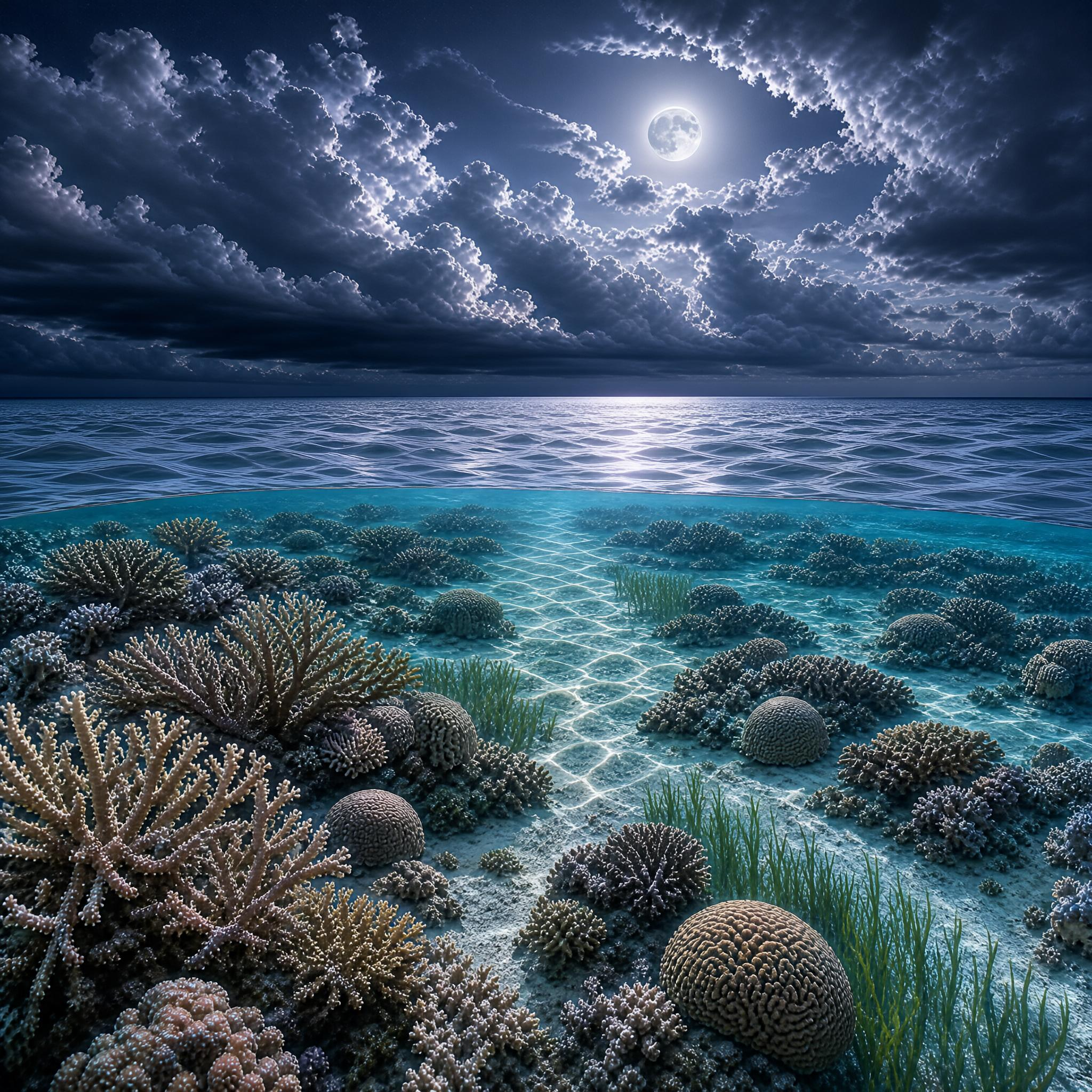 Moonlit Coral Reef Split View