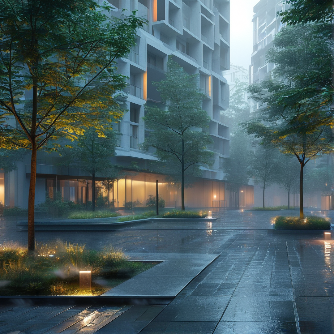 Misty Modern Residential Area