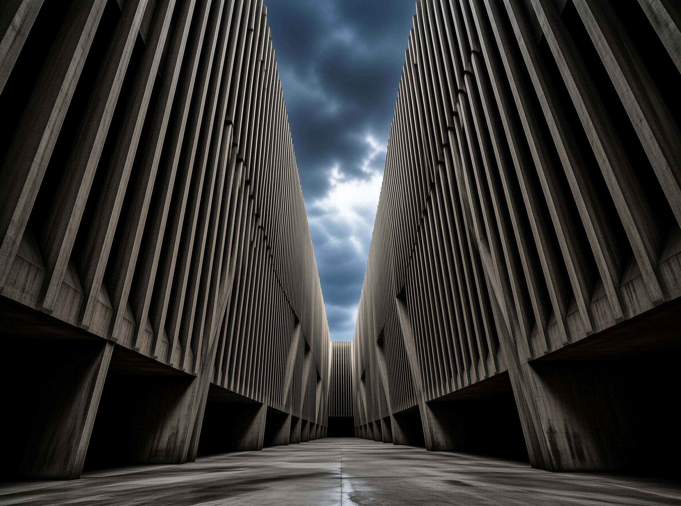 Brutalist Concrete Corridor