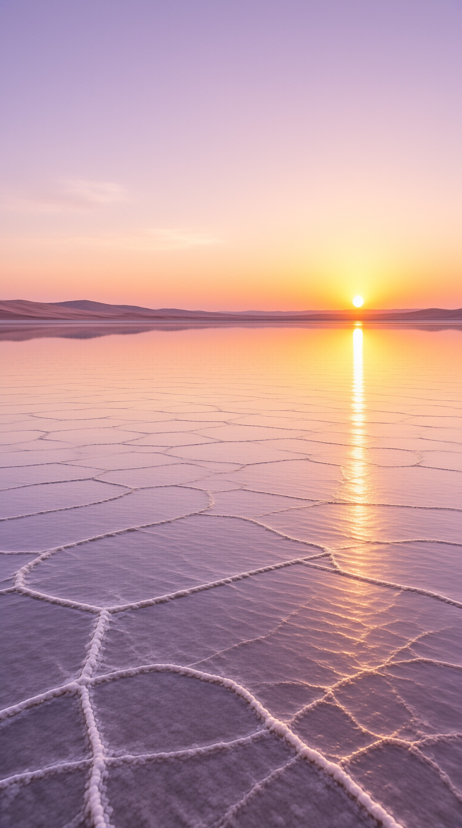 Sunset on Cracked Water