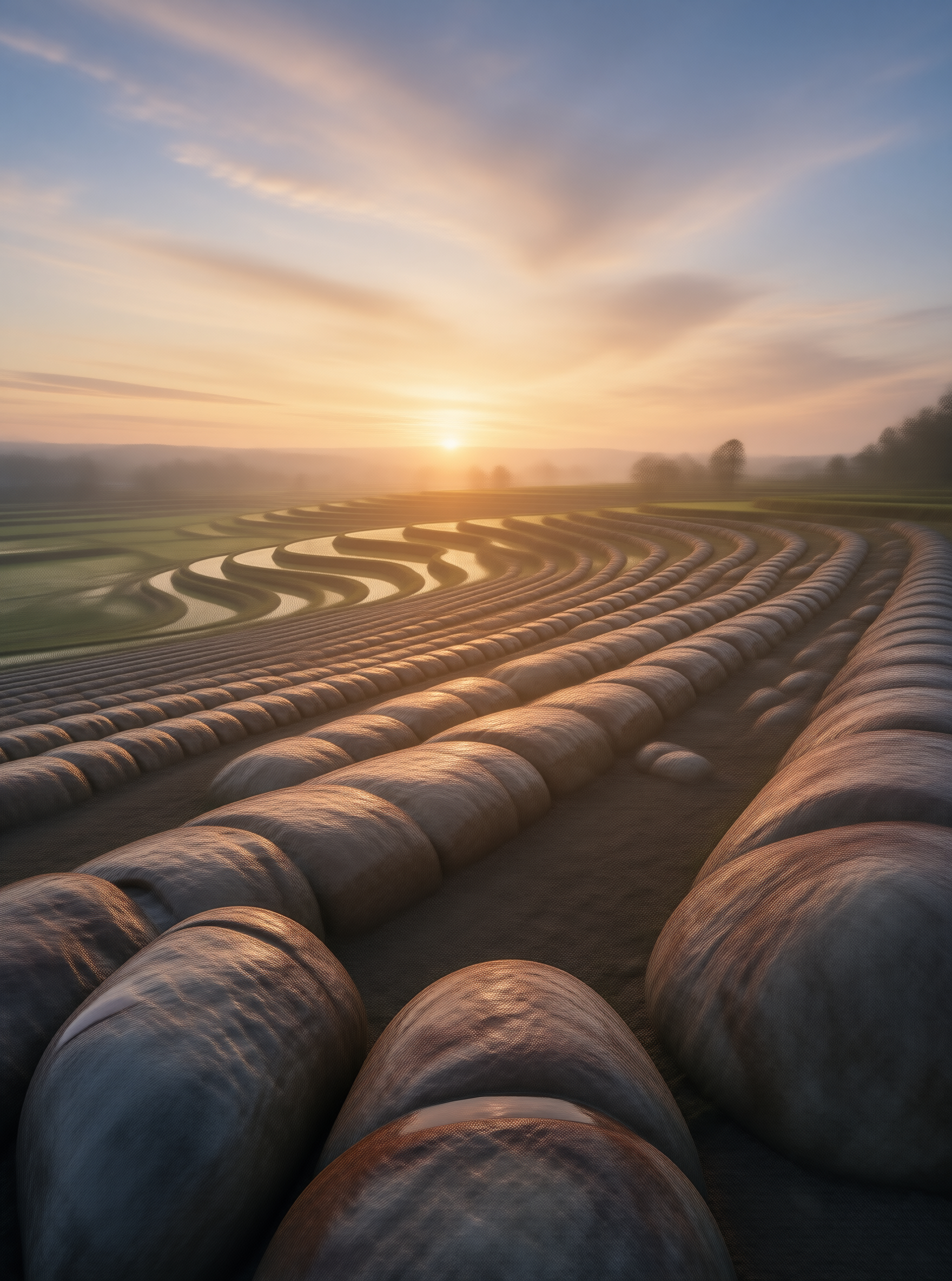 Winding Fields at Sunset