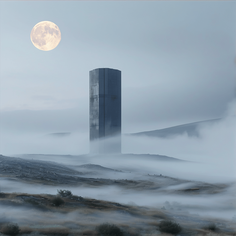 Monolith Under Full Moon