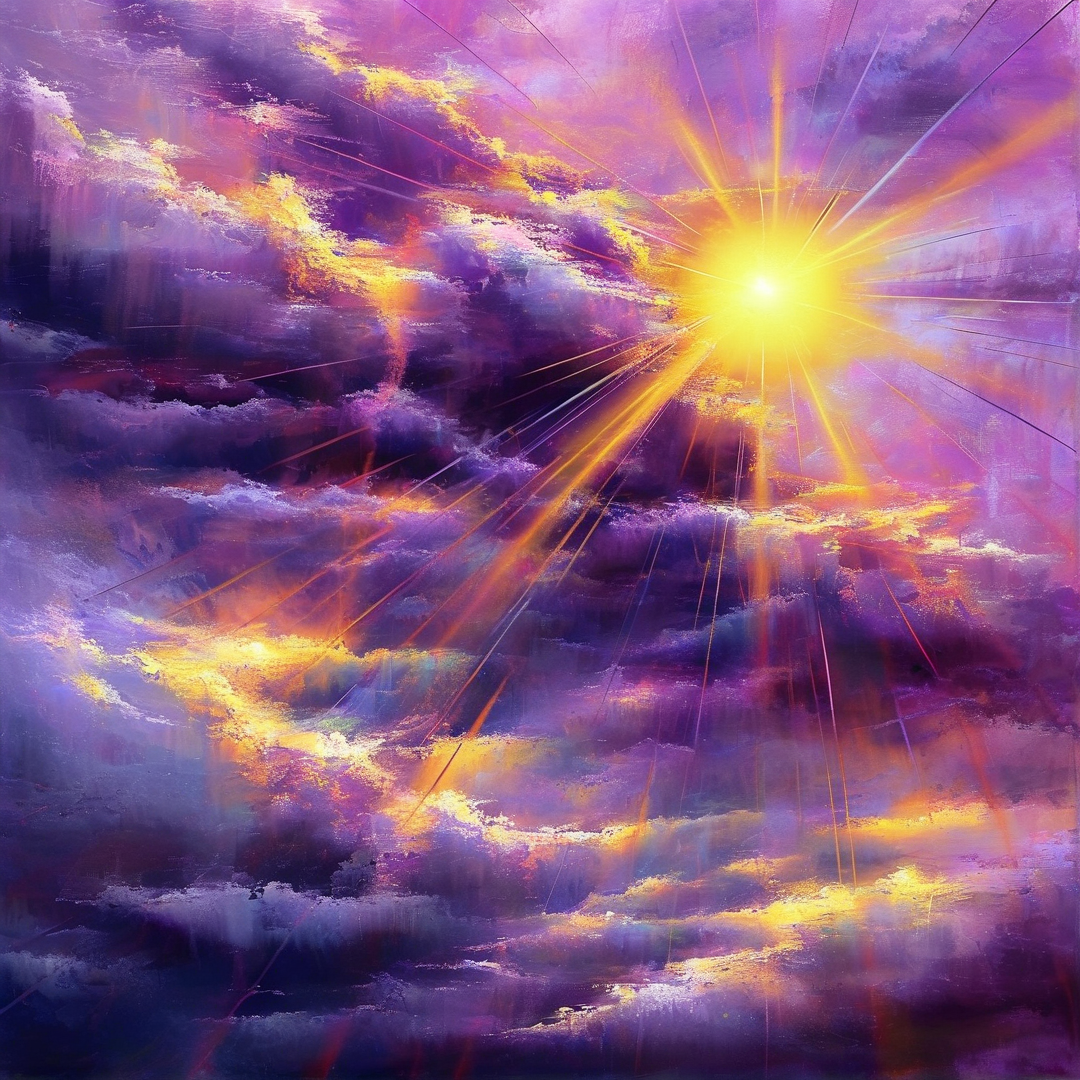 Sunburst Through Purple Skies