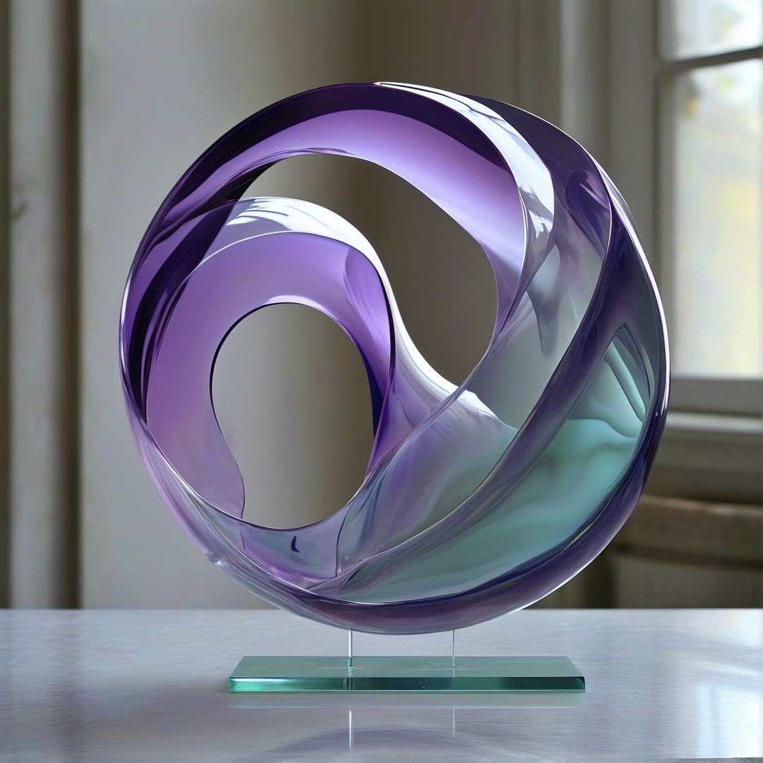Abstract Purple Glass Sculpture