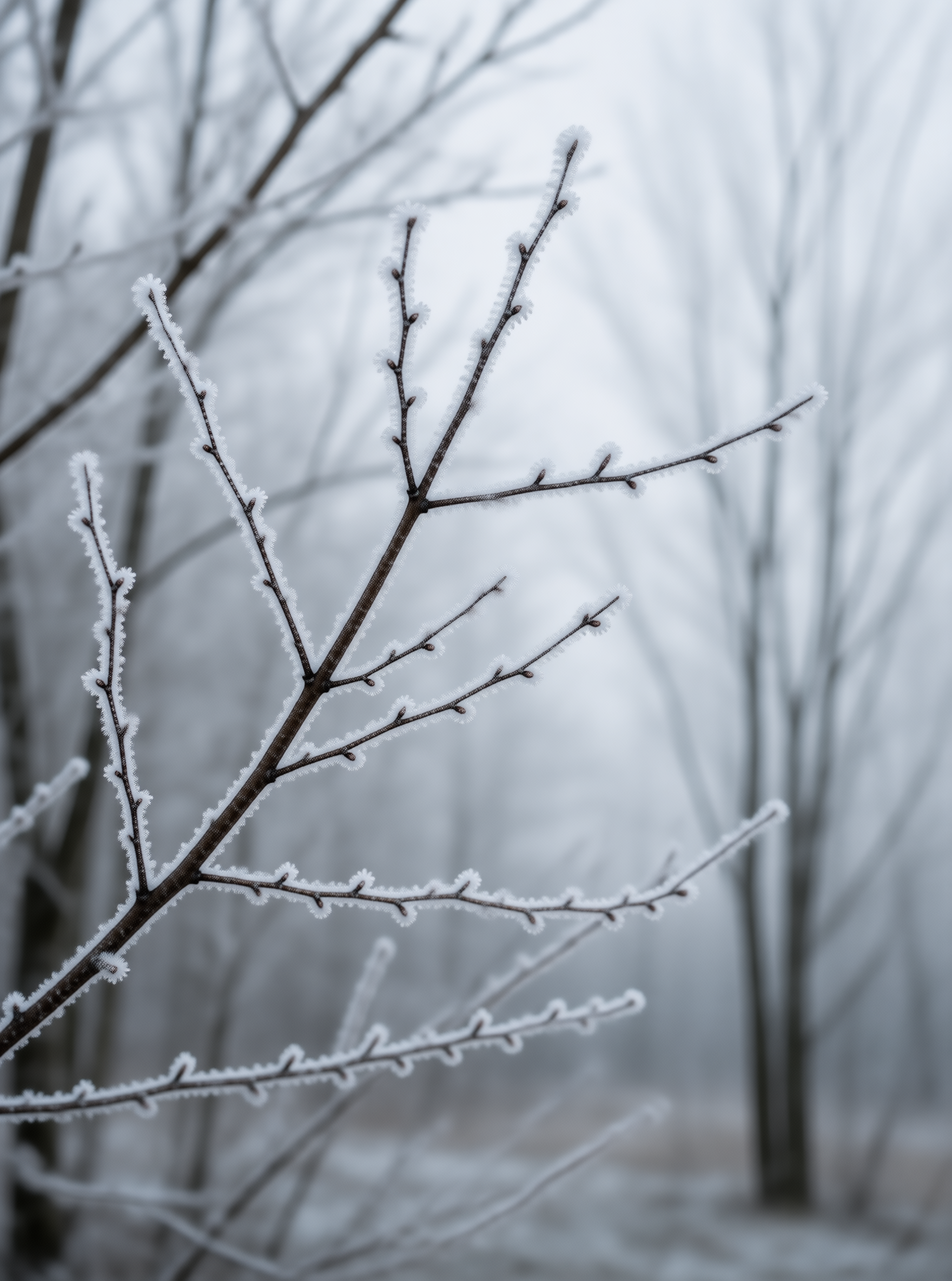 Frost-Covered Tree Branches