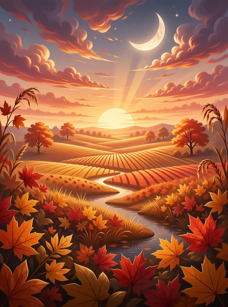 Autumn Sunset Landscape