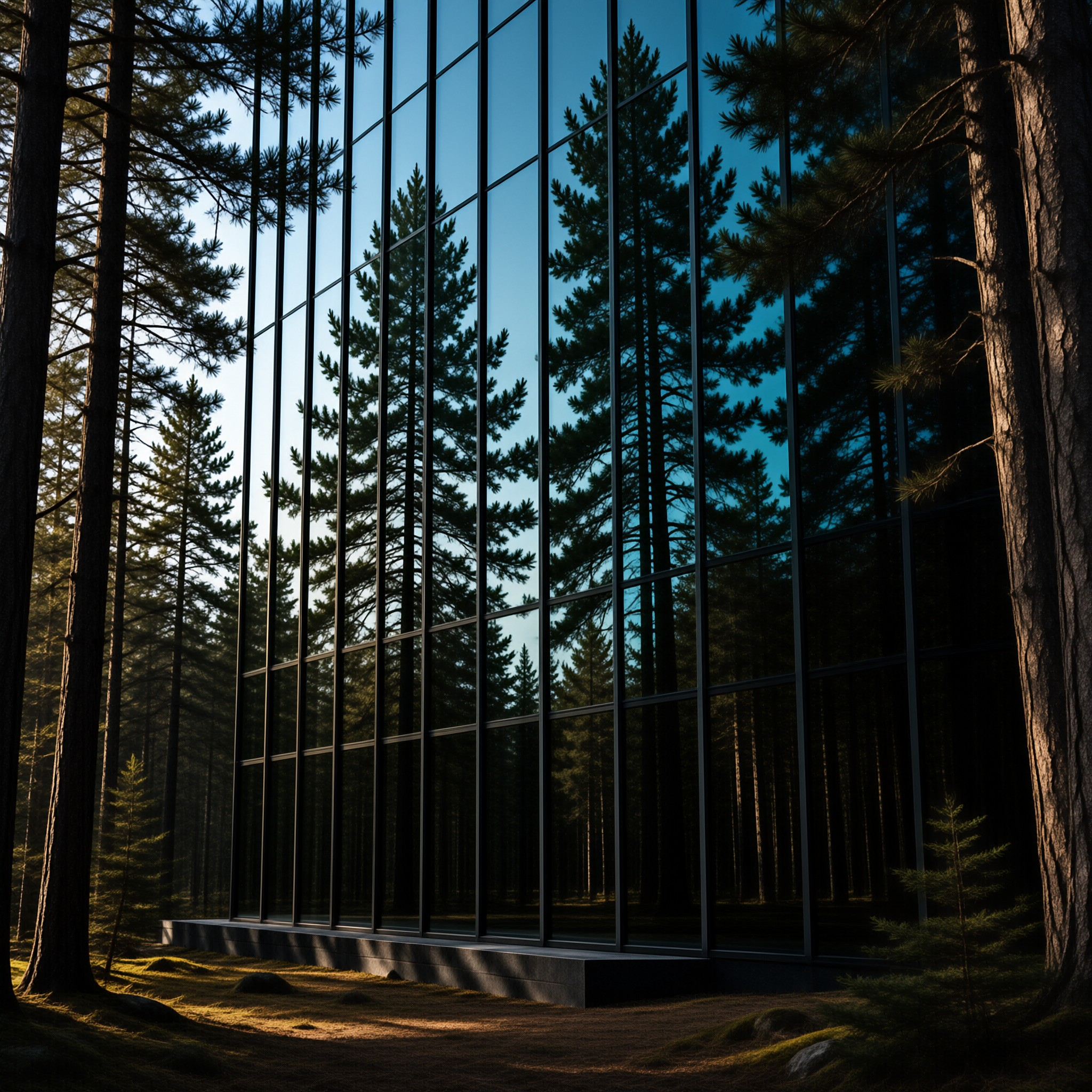 Glass Wall in Forest