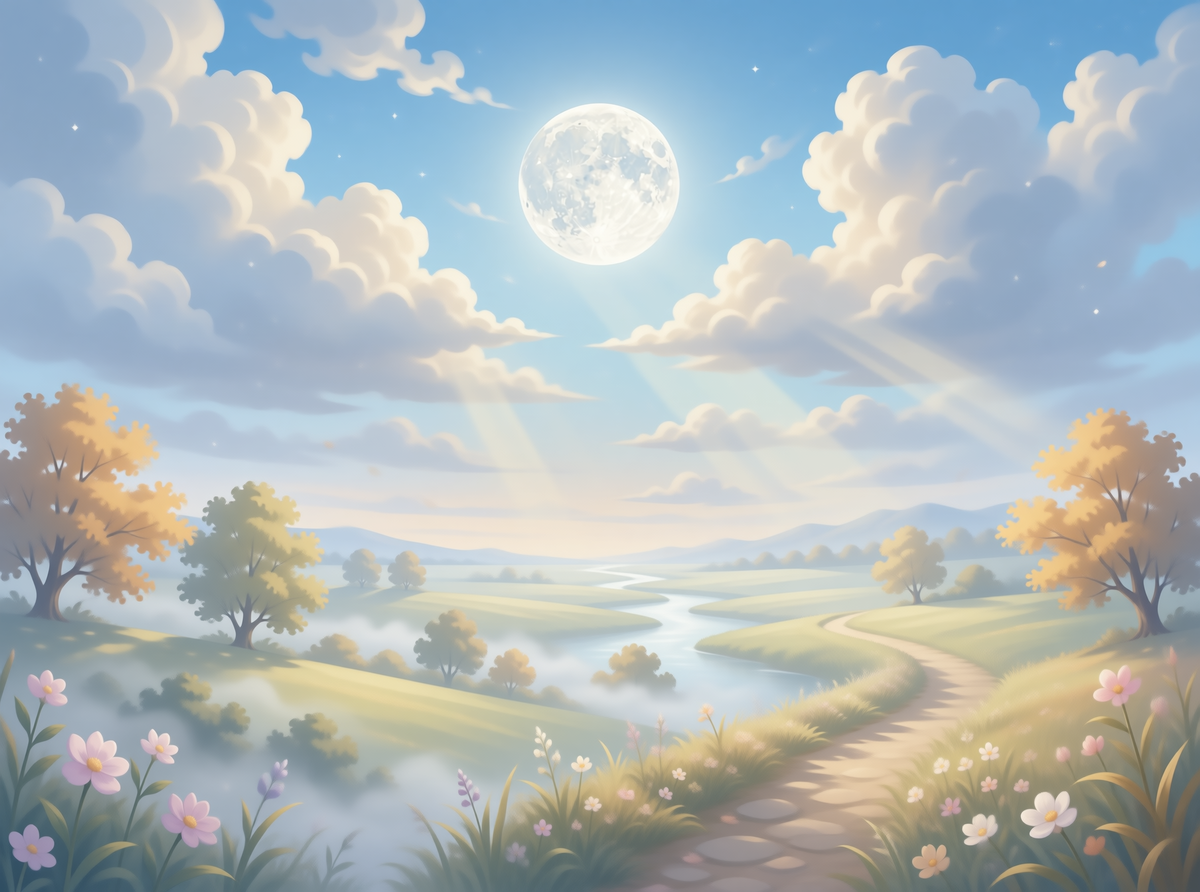 Dreamy Moonlit Landscape