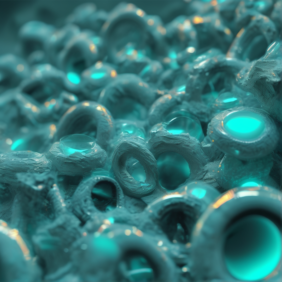 Abstract Teal Ring Structures