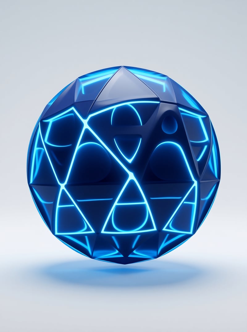 Blue Geometric Glowing Sphere