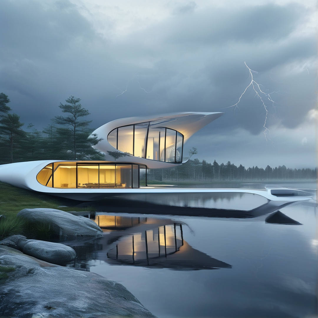 Futuristic House by Lake