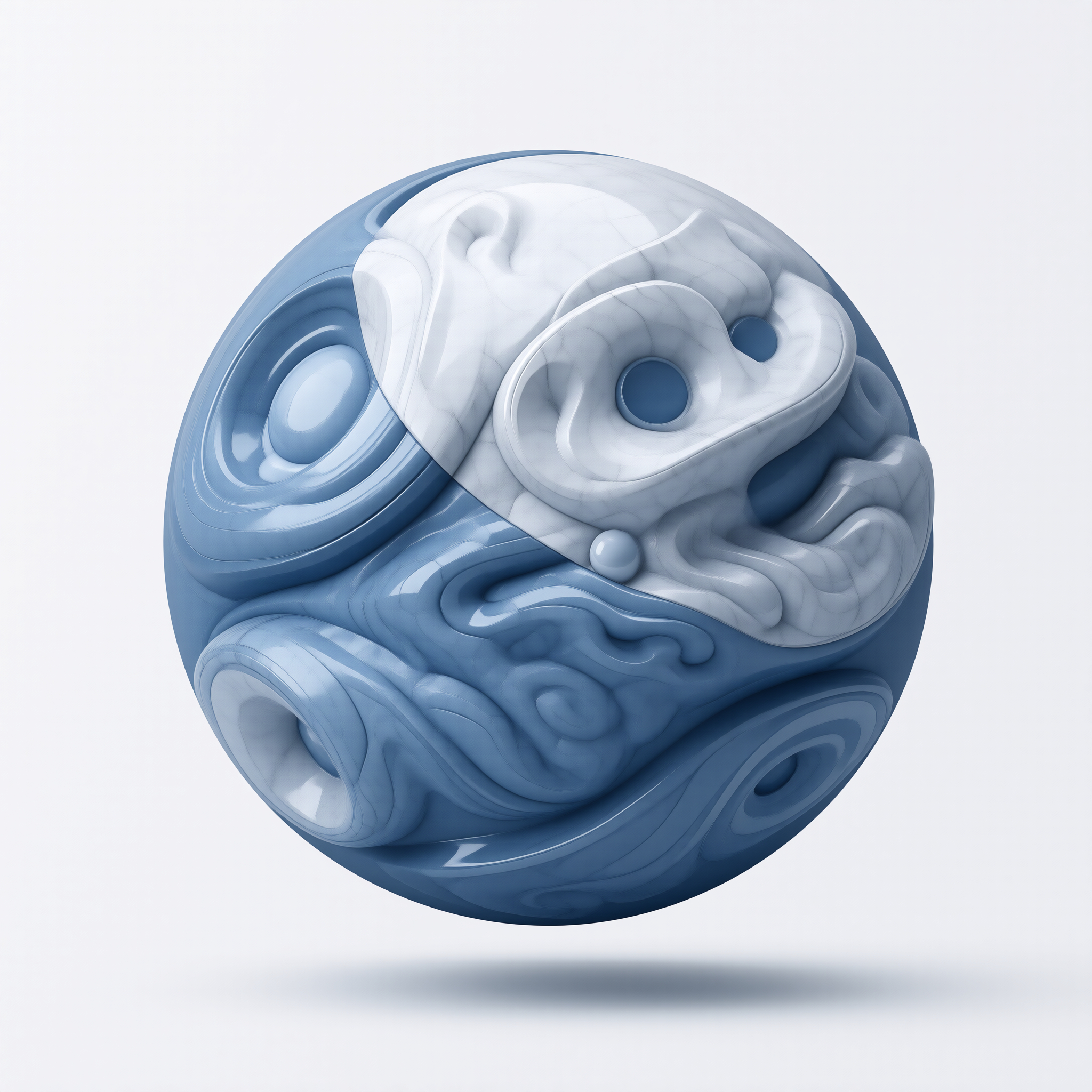 Abstract Blue and White Sphere