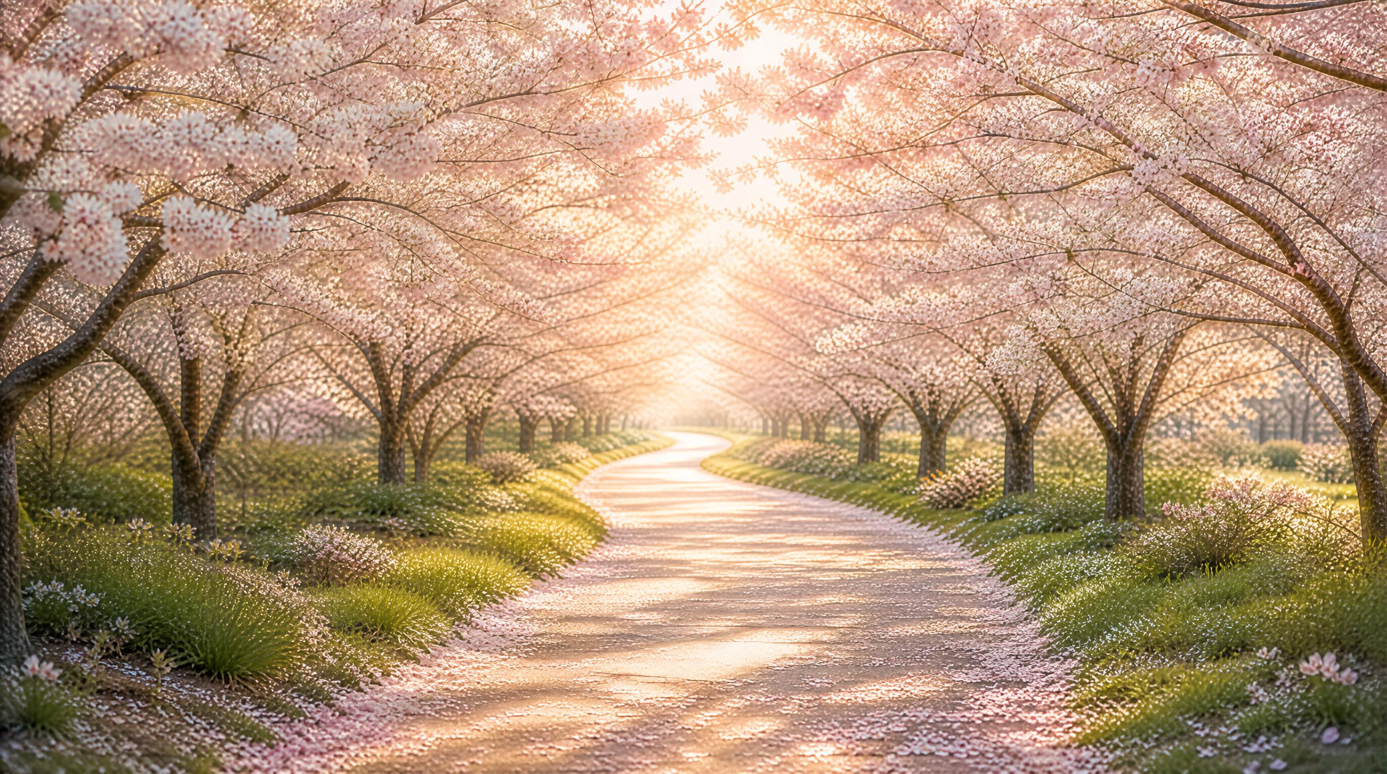 Sunlit Sakura Tunnel