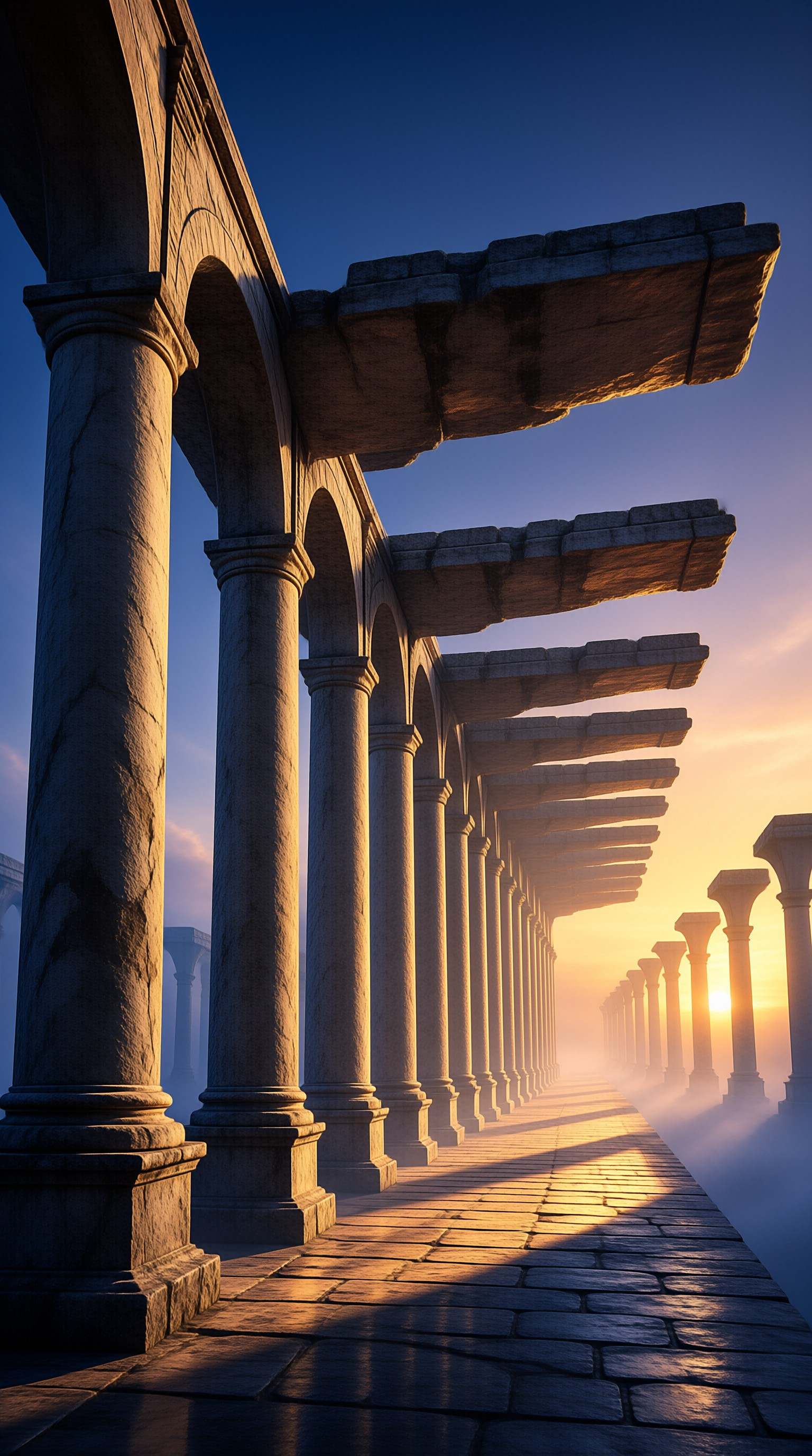 Ancient Pillars at Sunrise