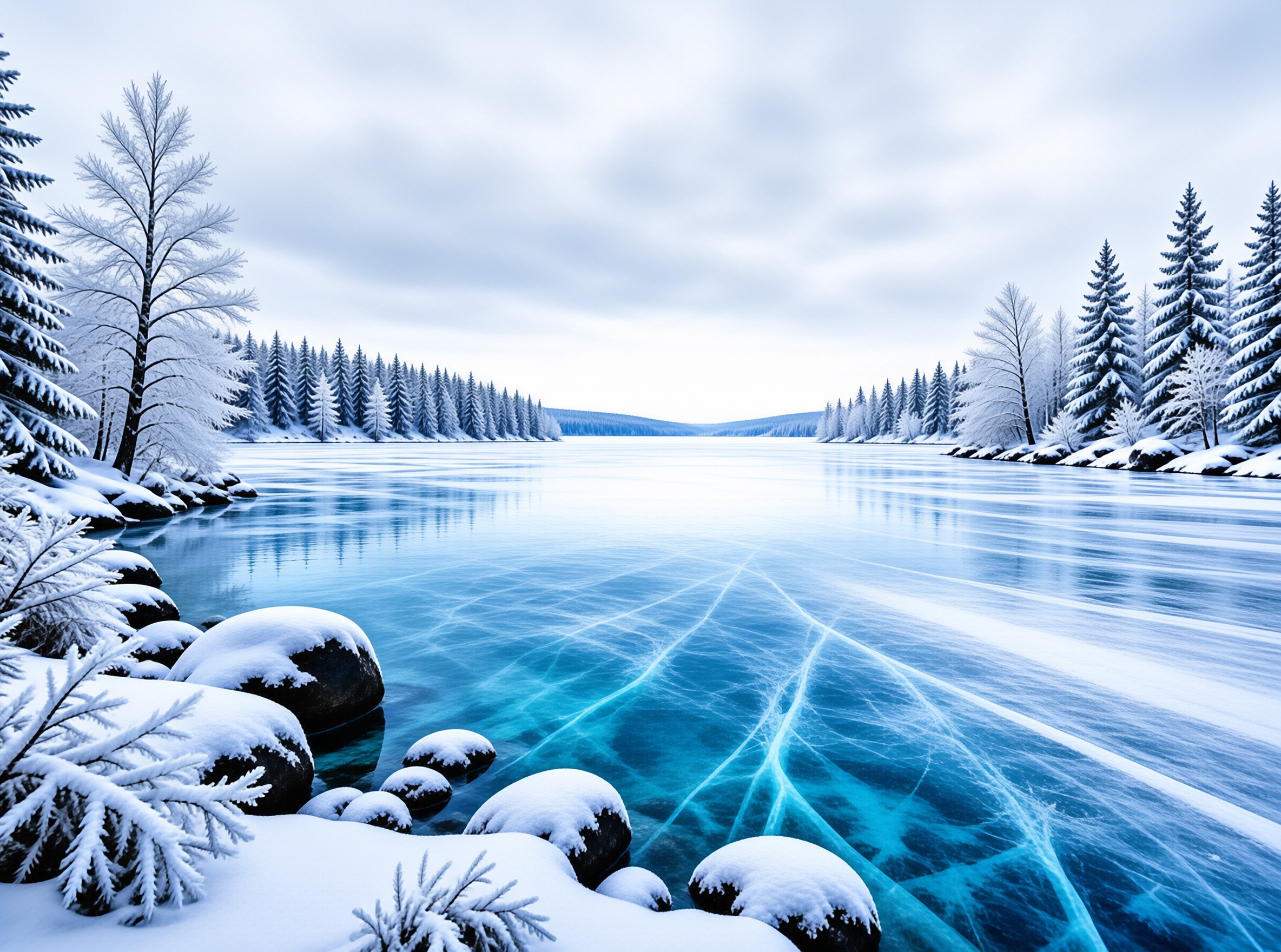 Frozen Lake Winter Landscape