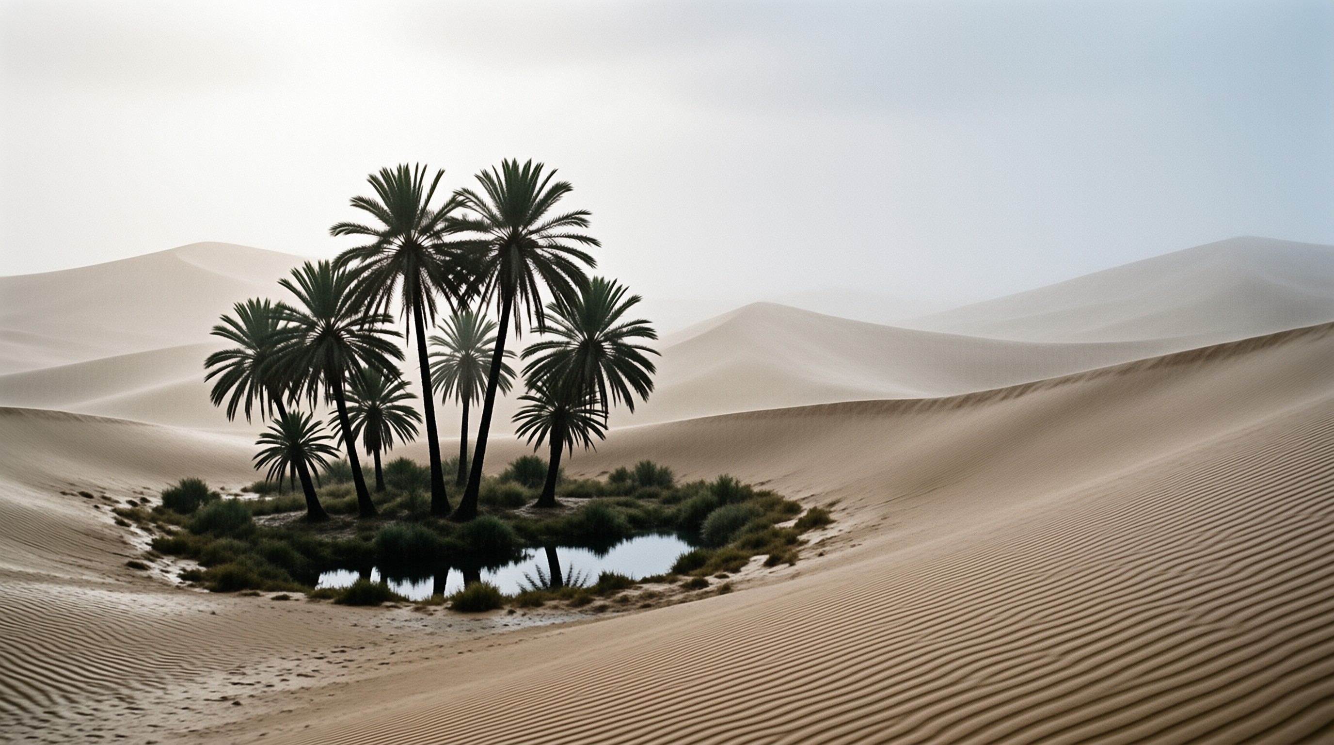 Desert Oasis with Palm Trees