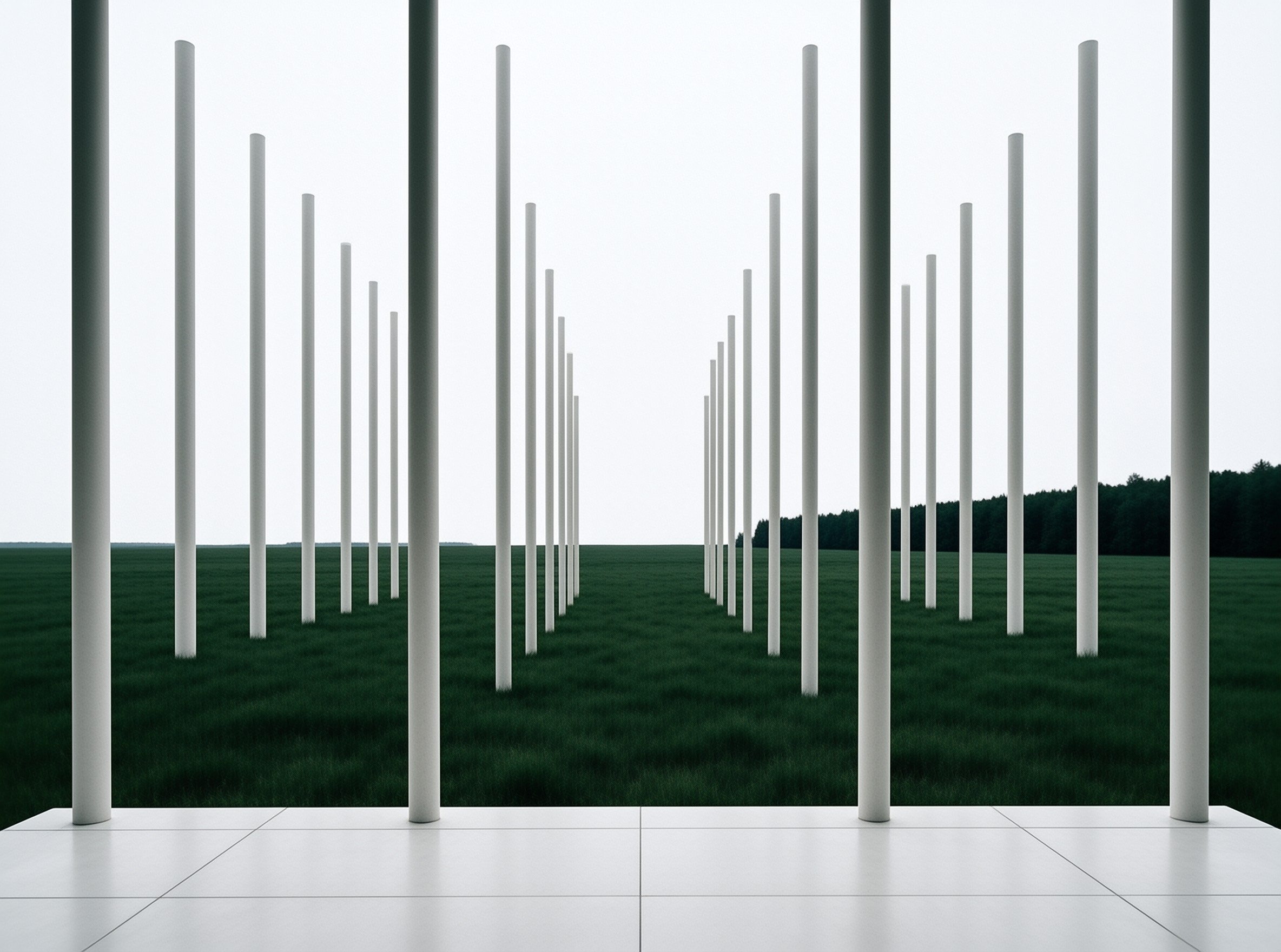 Minimalist White Pillars
