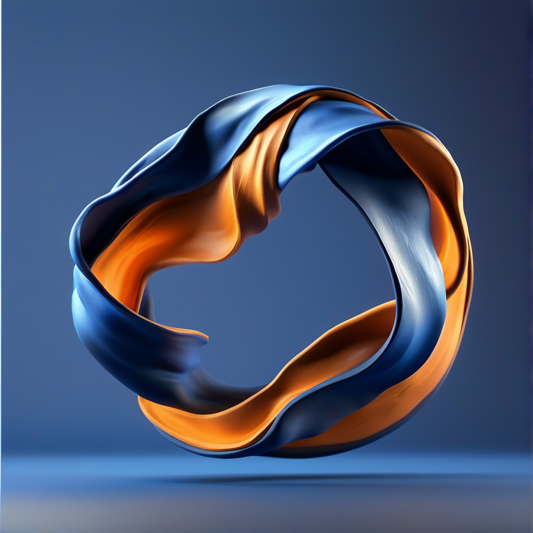 Abstract Blue Orange Ribbon