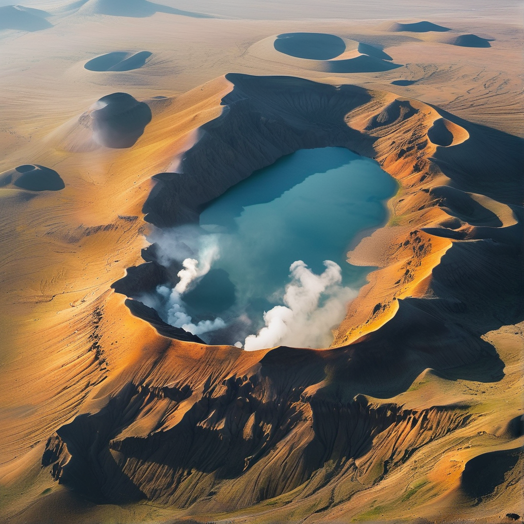 Desert Crater Lake View
