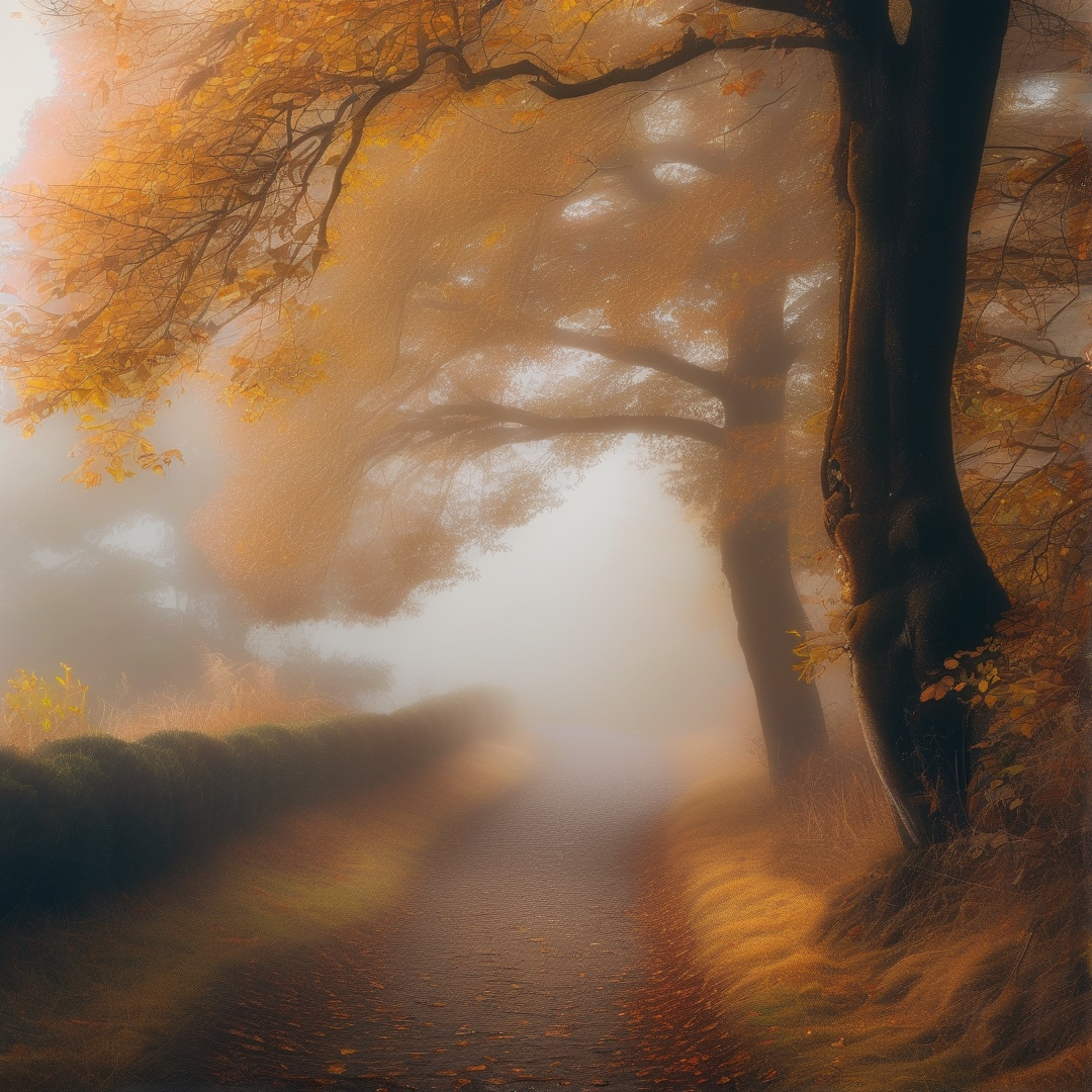 Misty Autumn Forest Path
