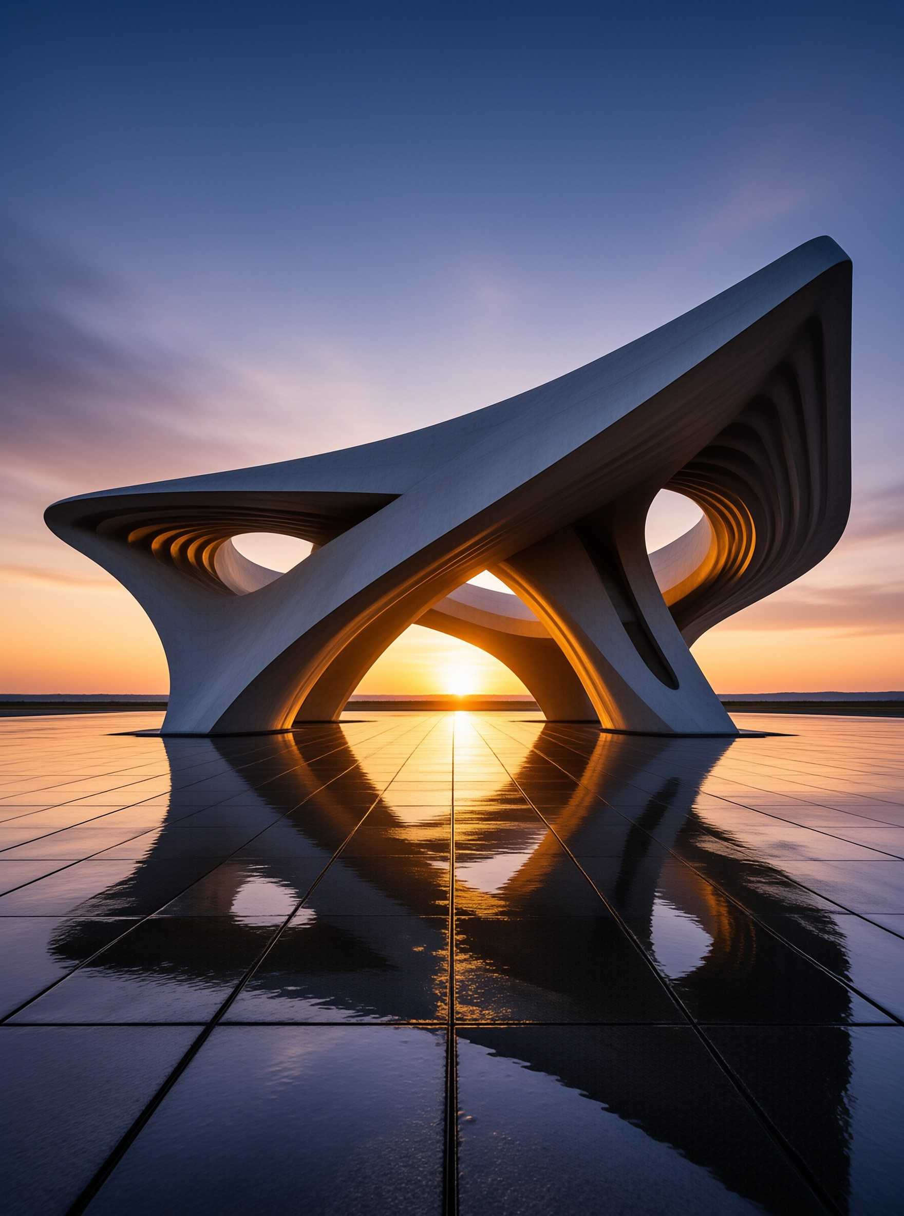 Parametric Pavilion in Sunset Light