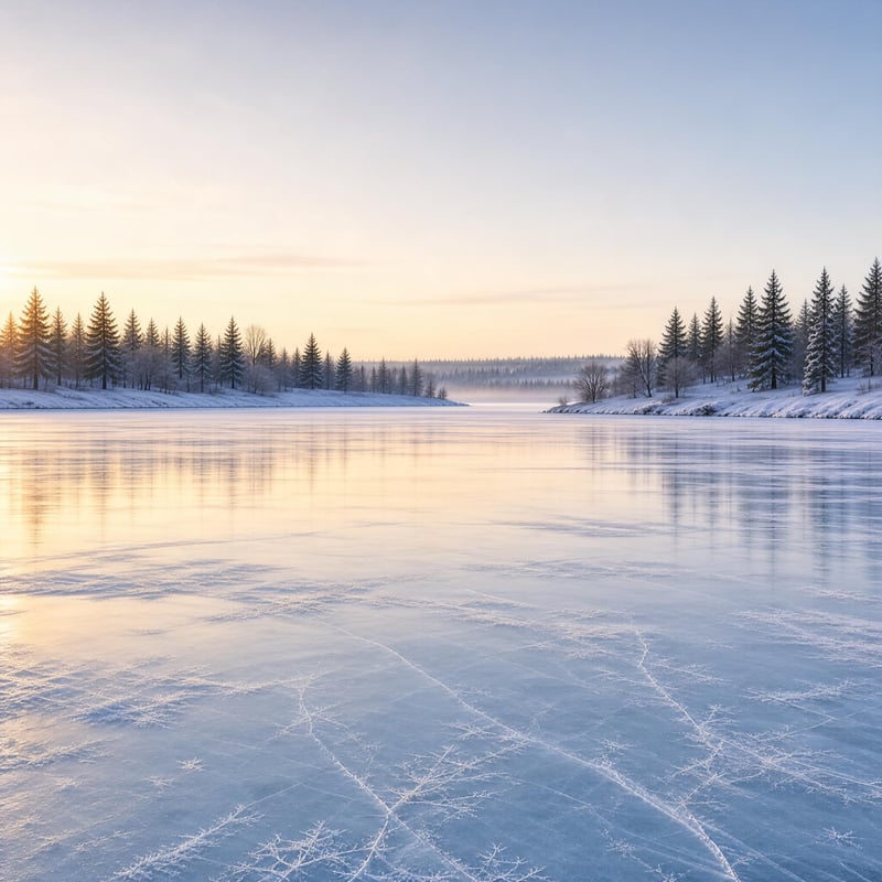 Frozen Lake at Sunrise
