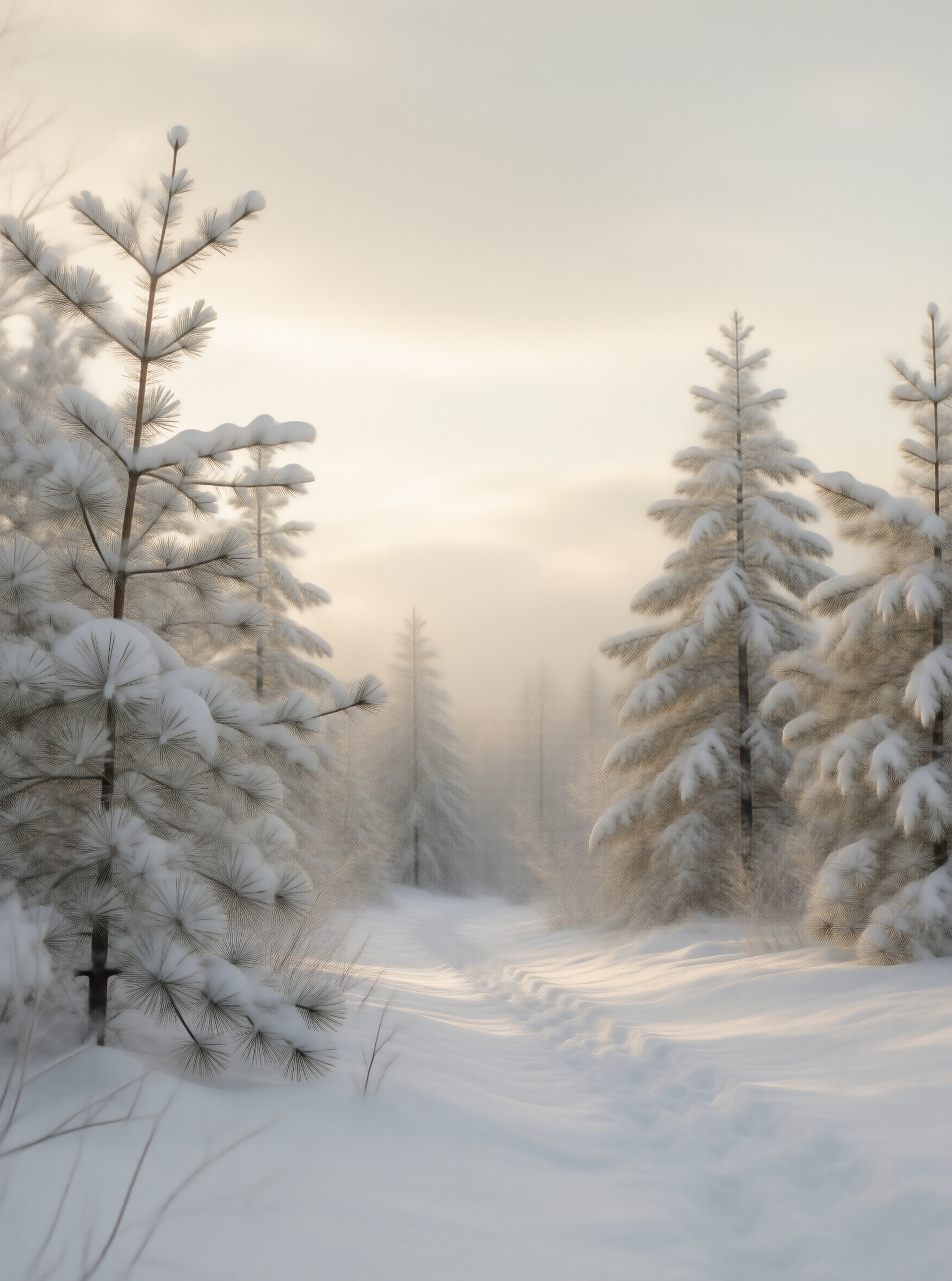 Snowy Pine Forest Path