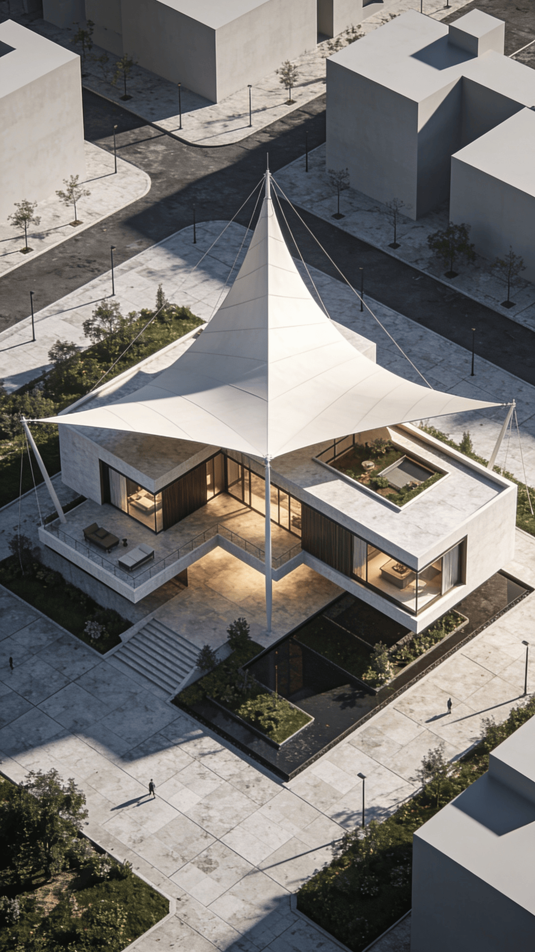 Villa with Tensile Structure — Urban Plaza