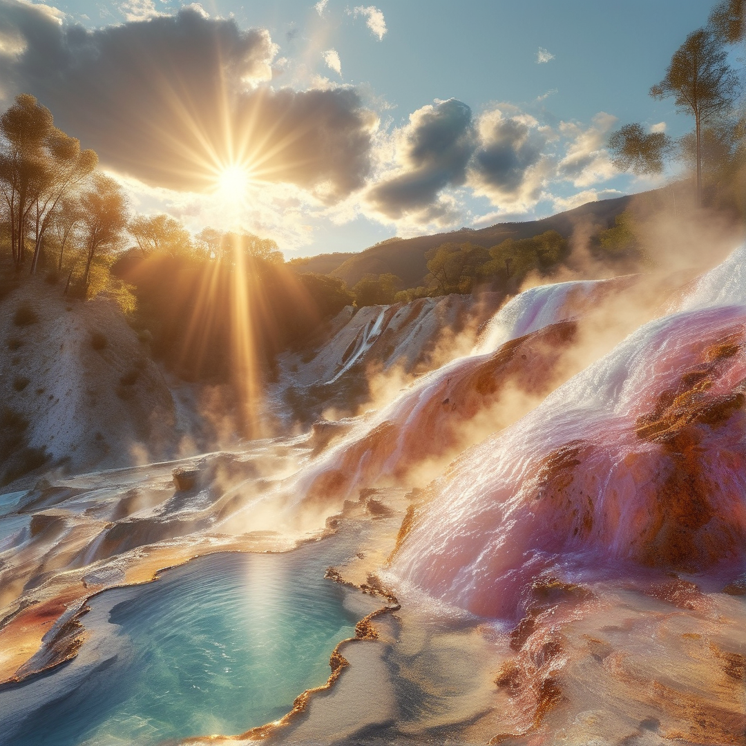Sunlit Geothermal Terraces