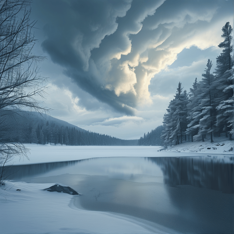 Frozen Lake Winter Scene