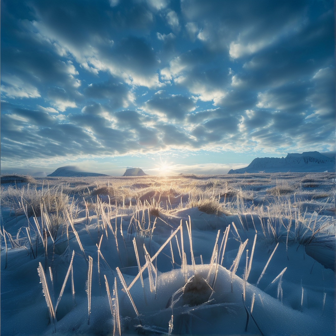 Frozen Sunrise Over Tundra