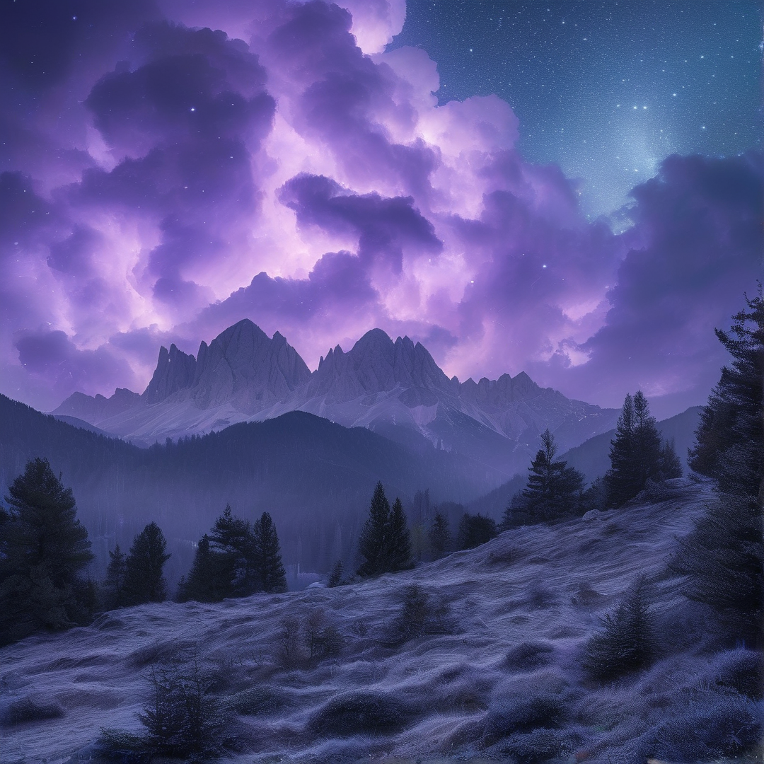Purple Clouds Over Mountains