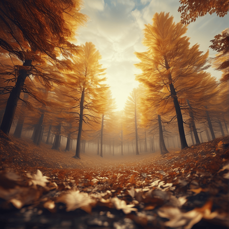 Sunlit Autumn Forest Path