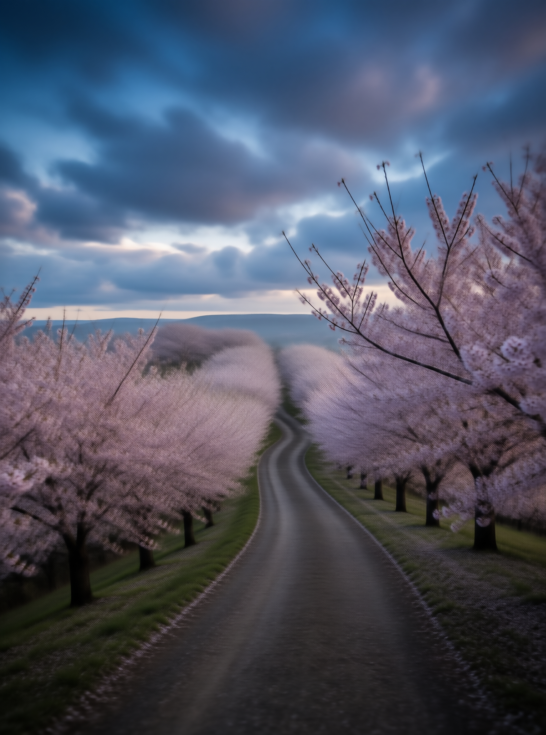 Cherry Blossom Road at Dusk