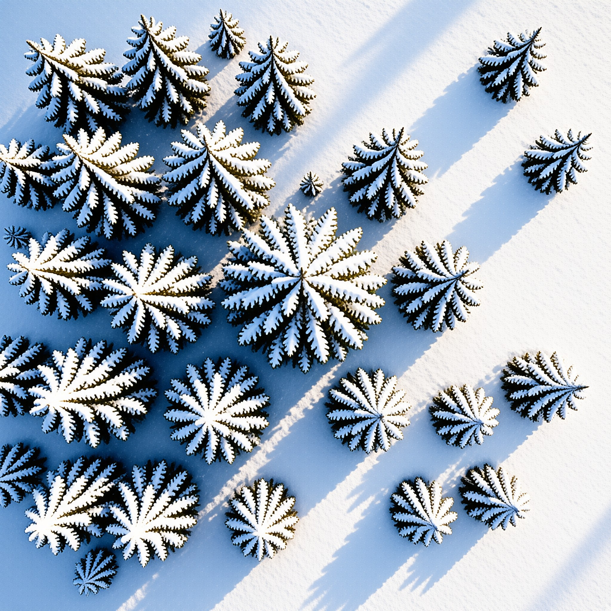 Snow-Covered Shrubs Aerial