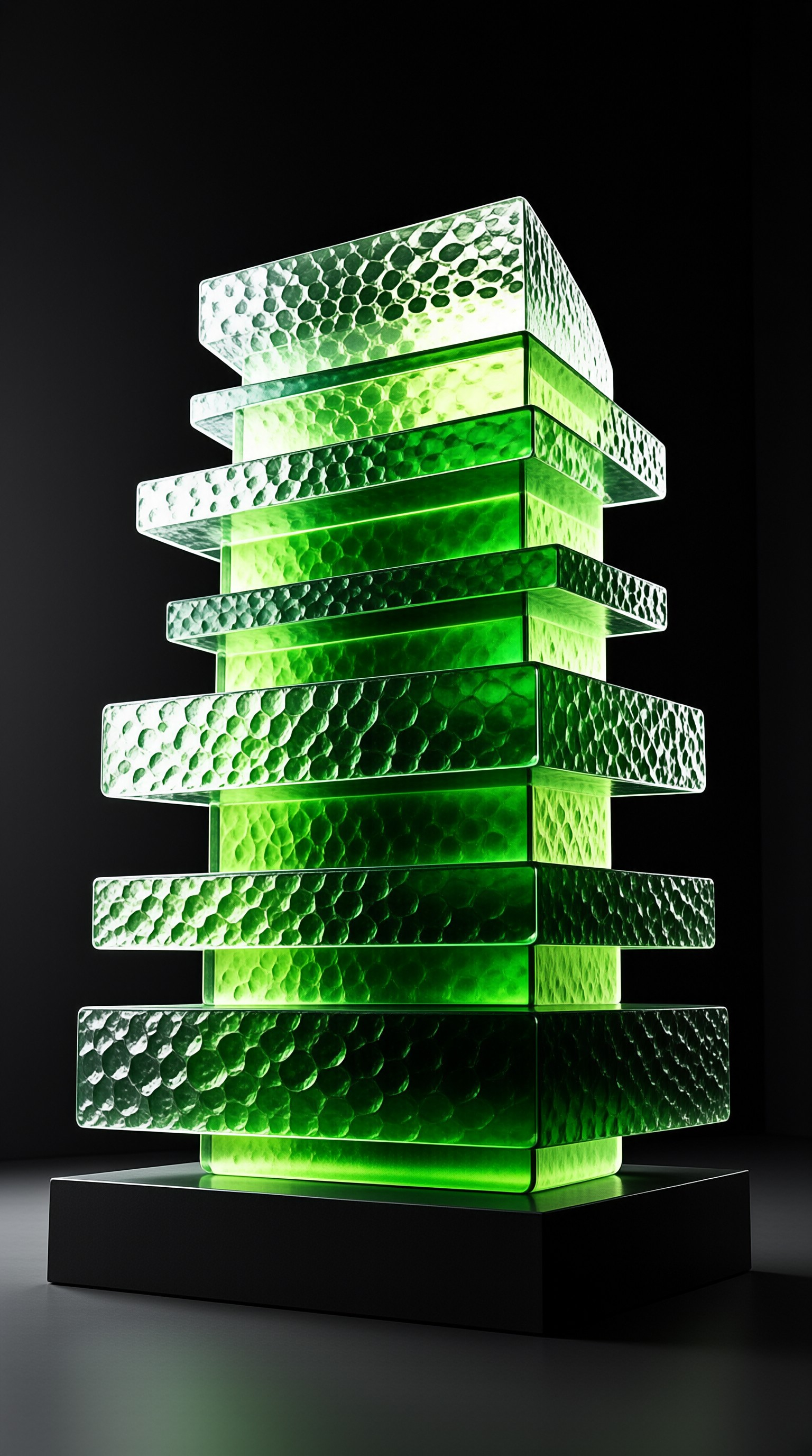 Luminous Green Glass Stack