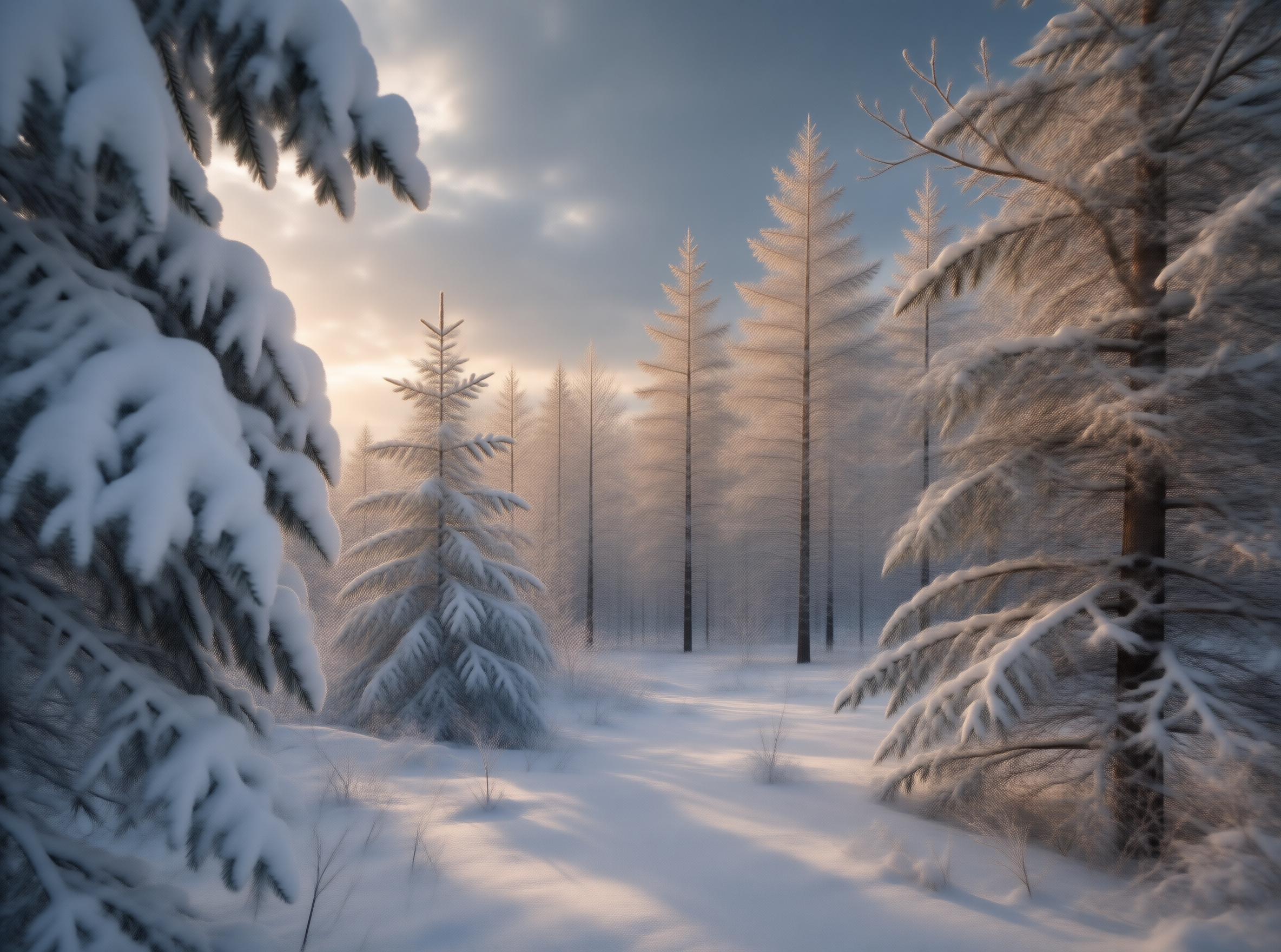Snowy Forest Path