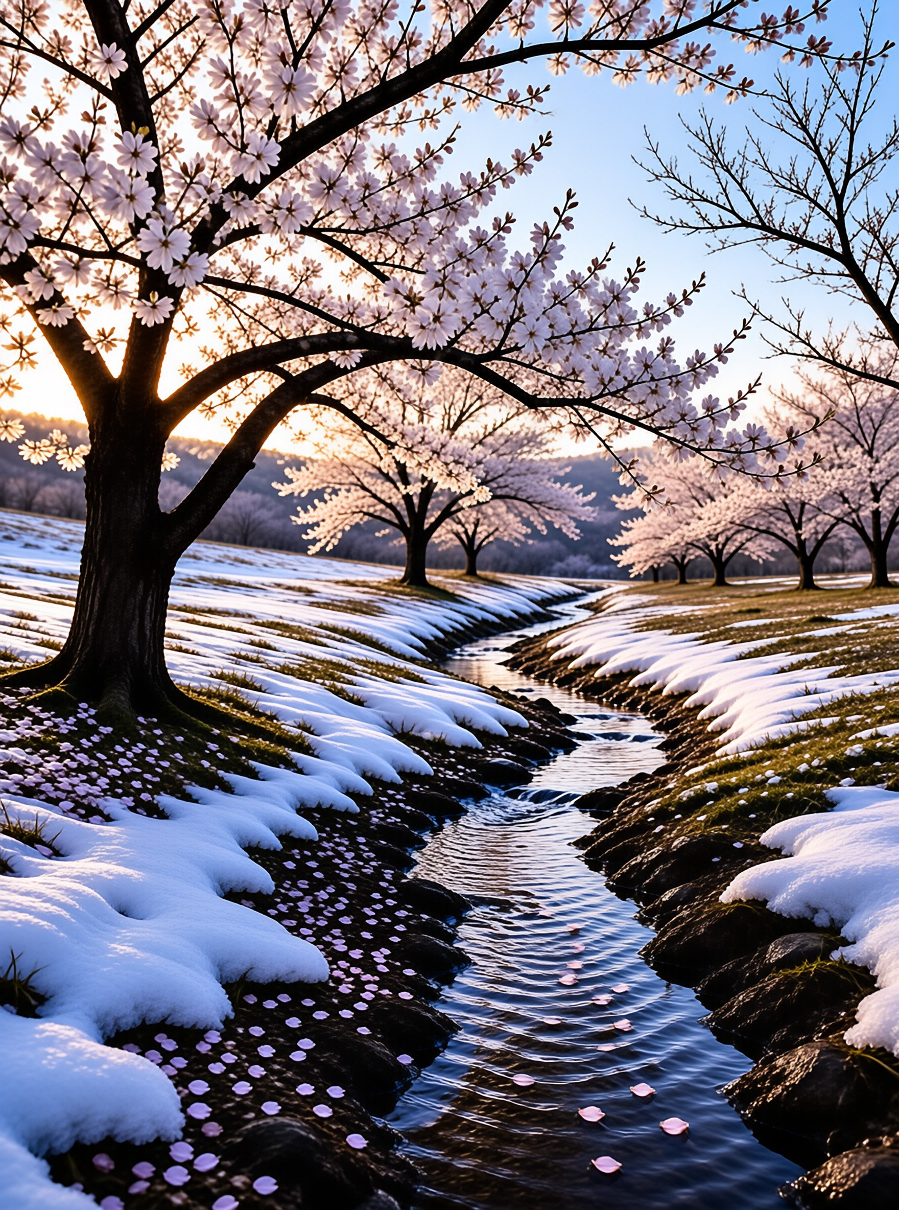 Cherry Blossoms in Snow
