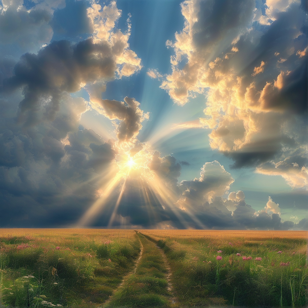 Sunbeams Over Fields