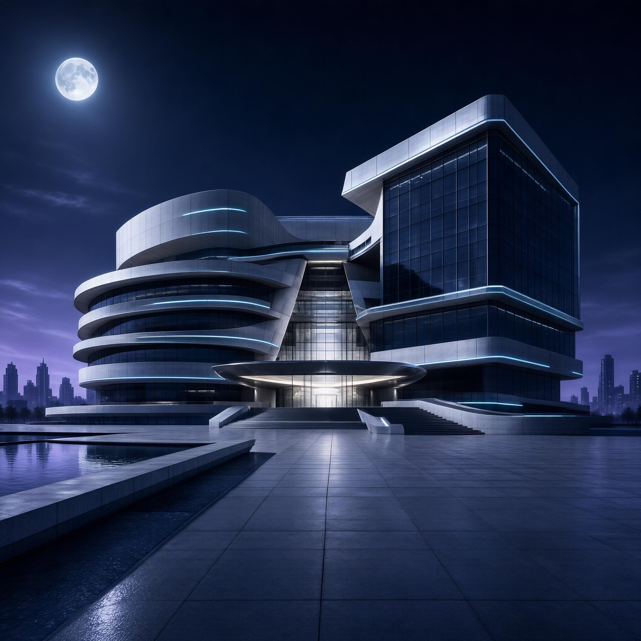 Futuristic Building at Night