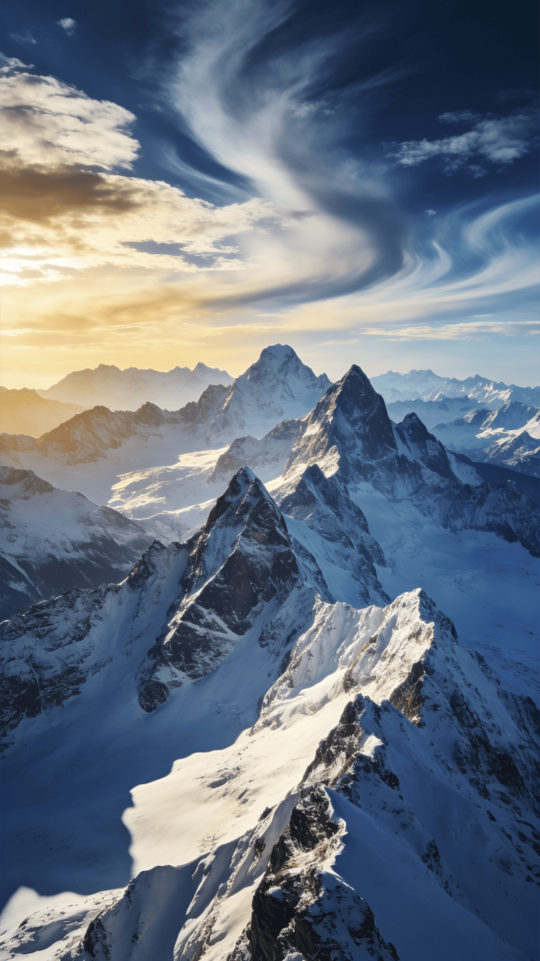 Layered Alpine Ridges in Clear Air