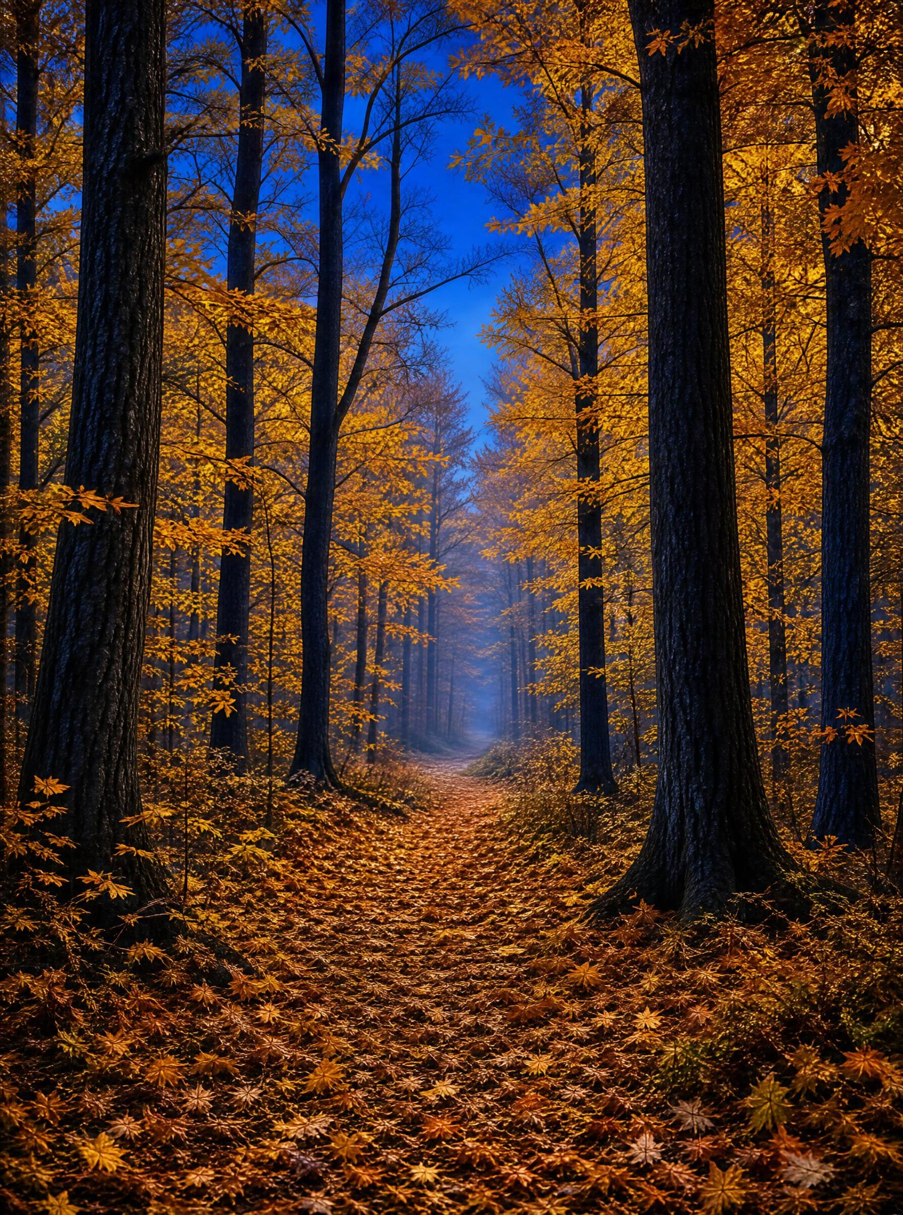 Golden Autumn Forest Path
