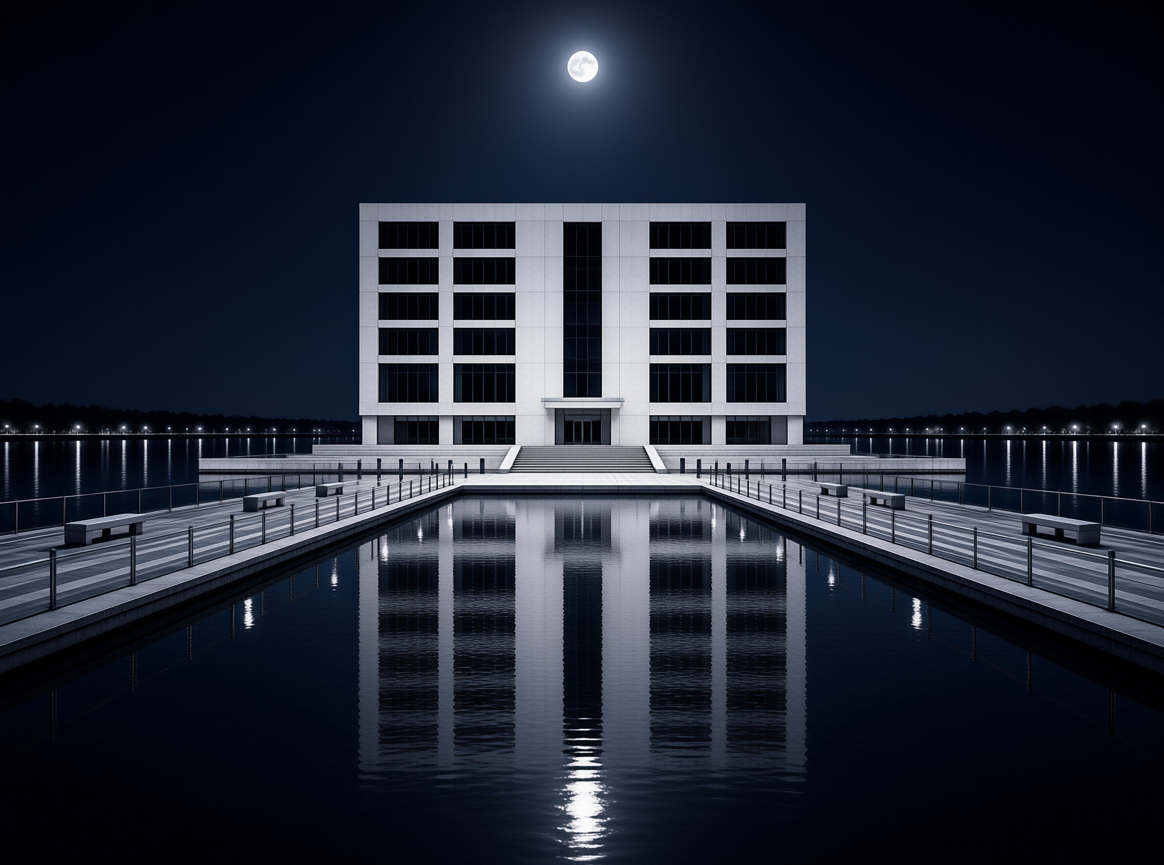 Moonlit Modern Architecture