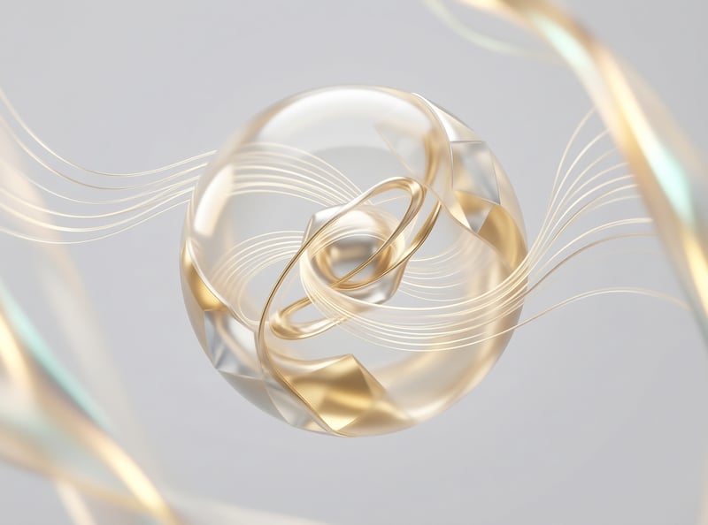 Abstract Gold Glass 3D Art